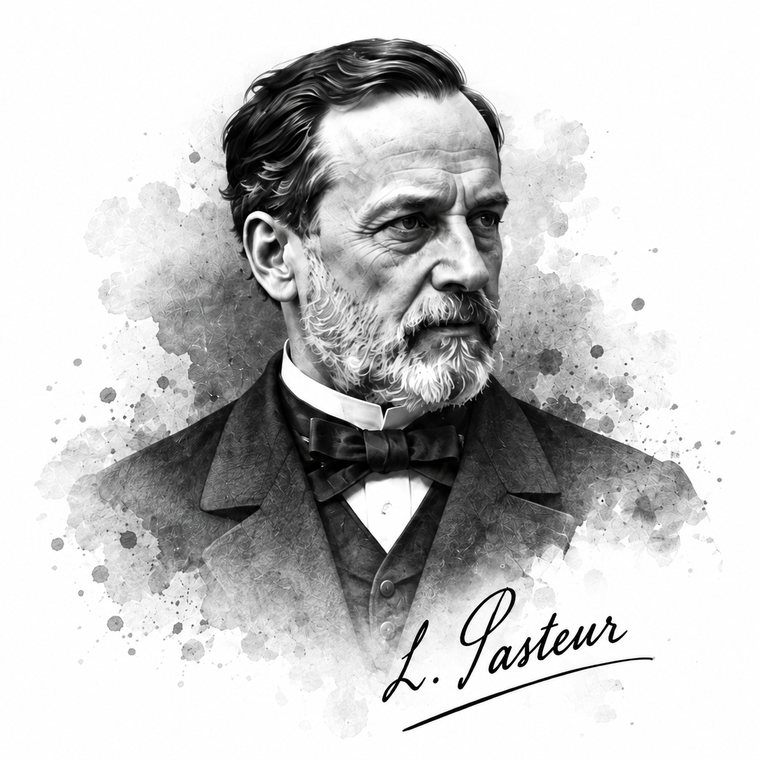 Louis Pasteur, watercolour portrait
